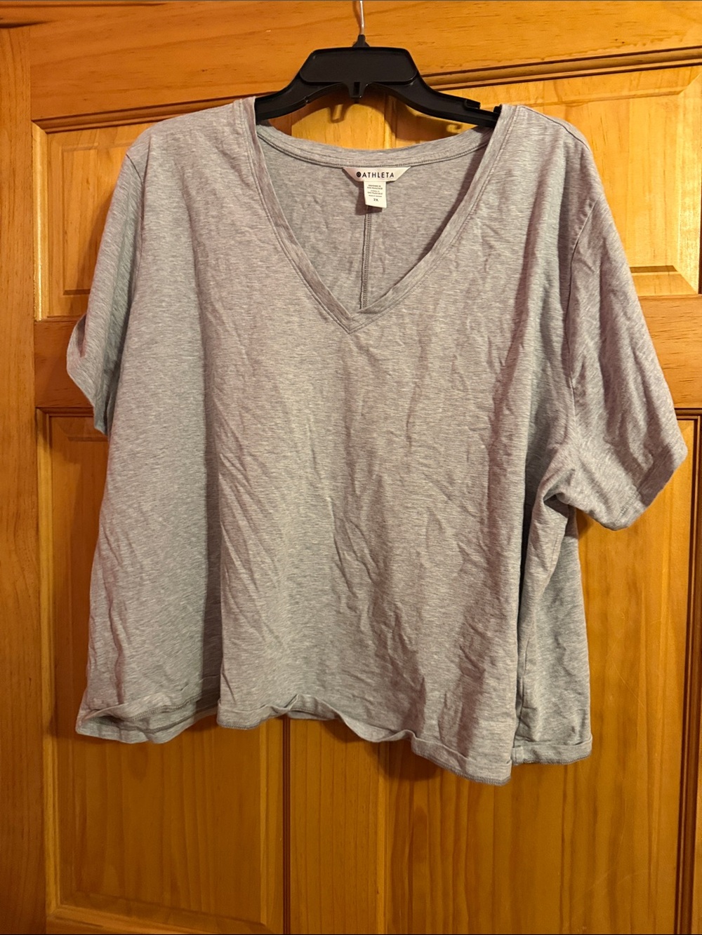 Athleta Light Heather Gray V-Neck Short Sleeve Tee
